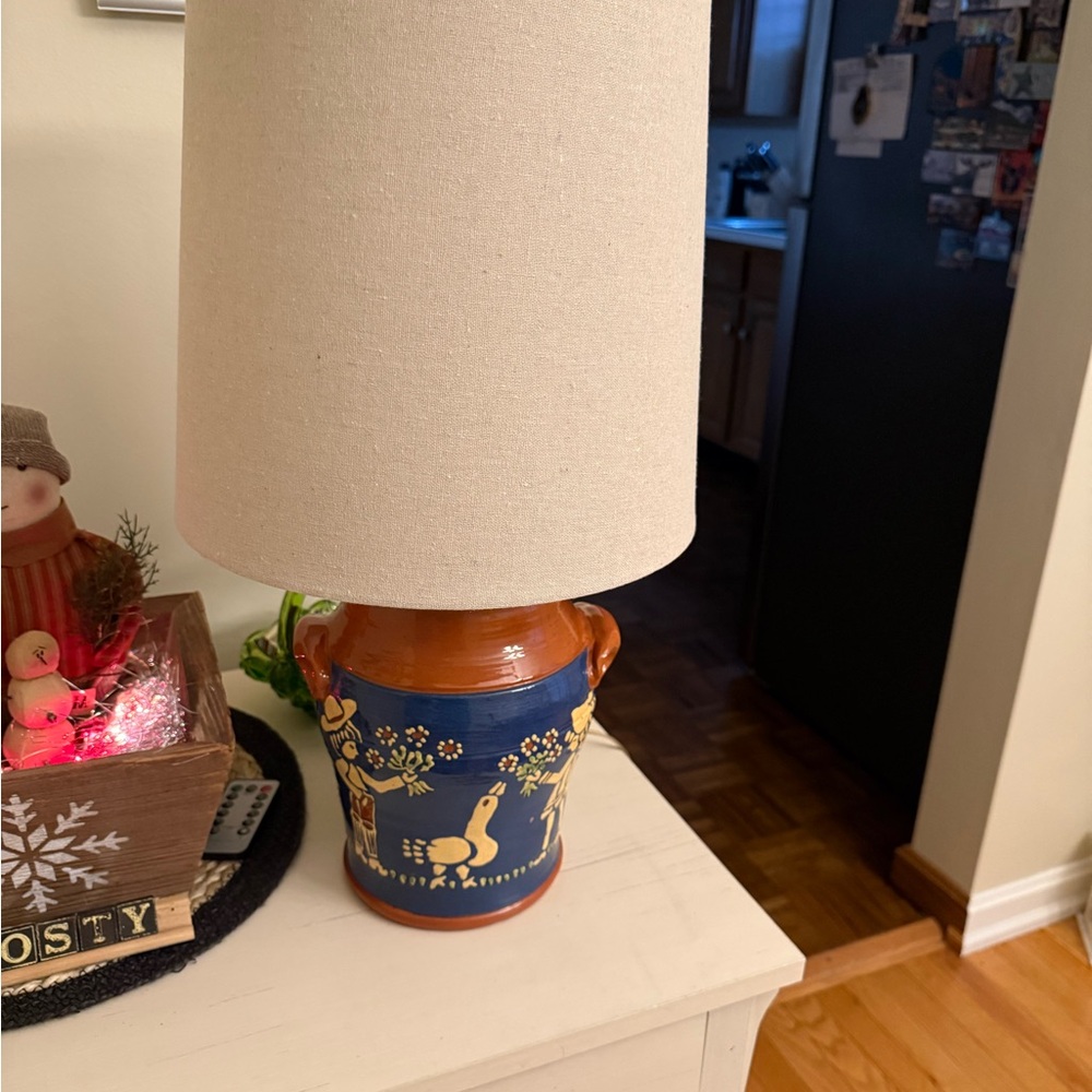 Vintage Ceramic Lamp with Beige Shade